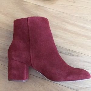 Anthropologie Splendid Red Suede Ankle Boots Sz 10